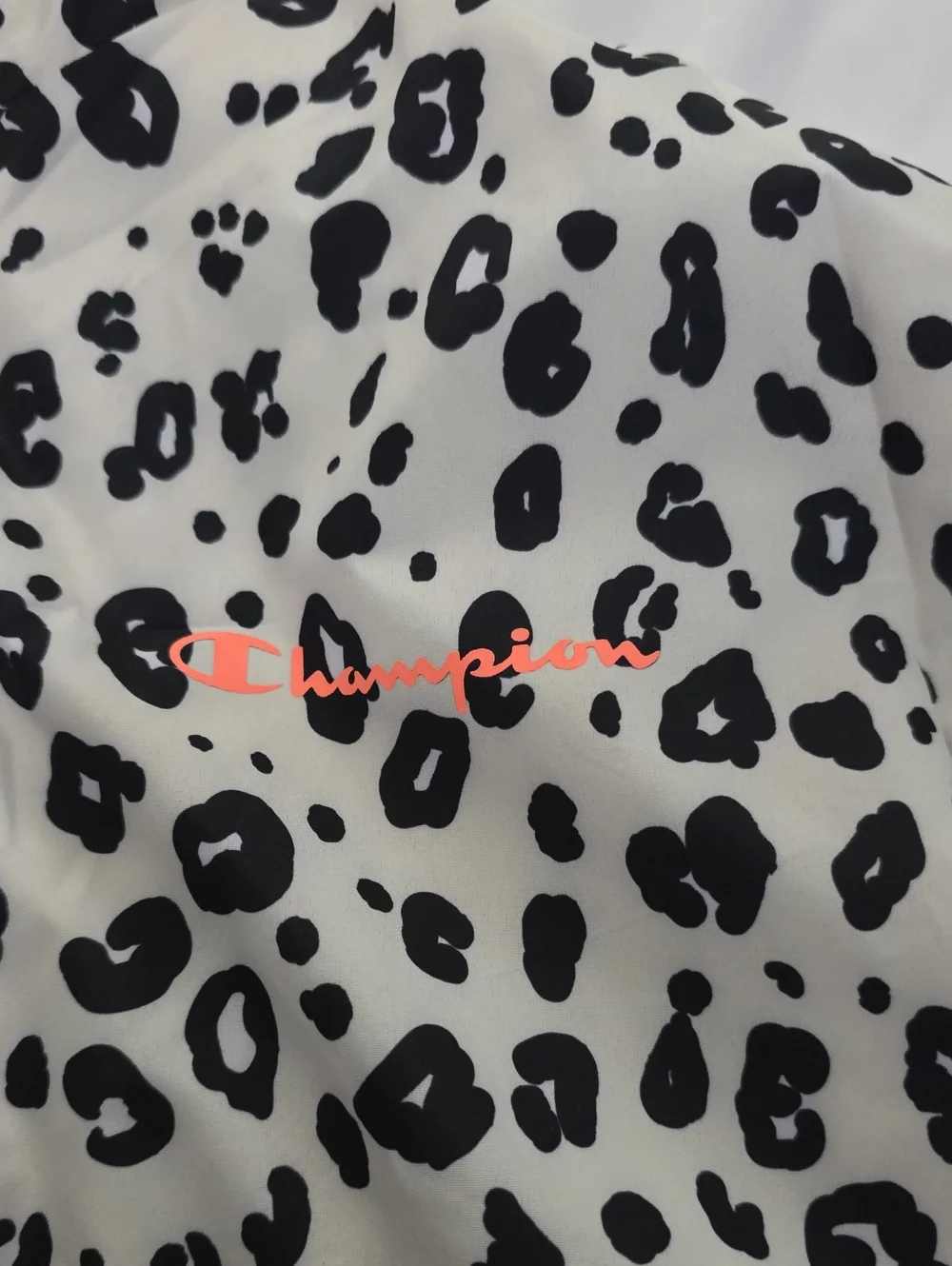 Champion Kids Leopard Print Hooded Windbreaker - White & Black